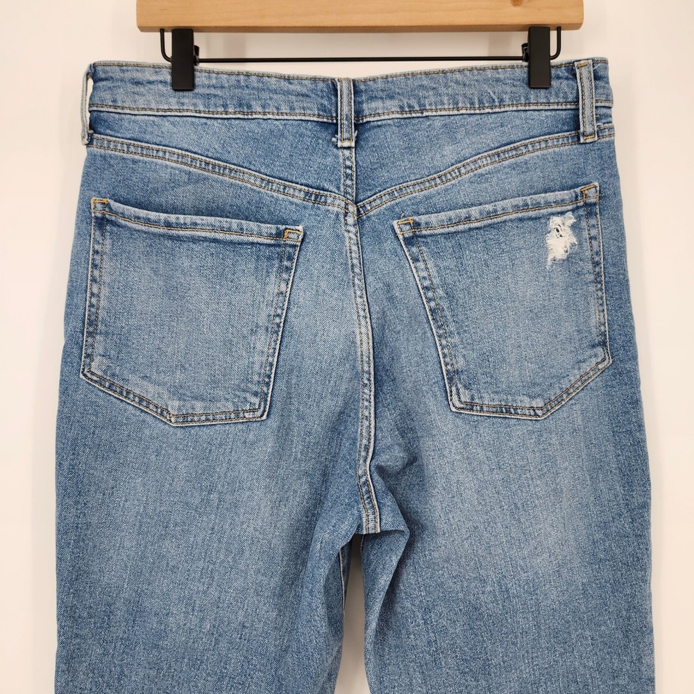 Old Navy Womens OG Straight Jeans Size 12 Distressed Raw Hem High Rise Denim - Picture 8 of 8